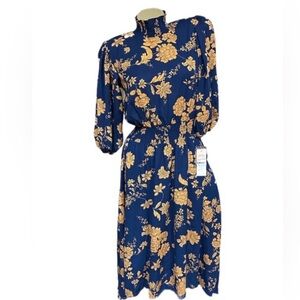 Nanette Lepore Blue and Gold Floral Dress